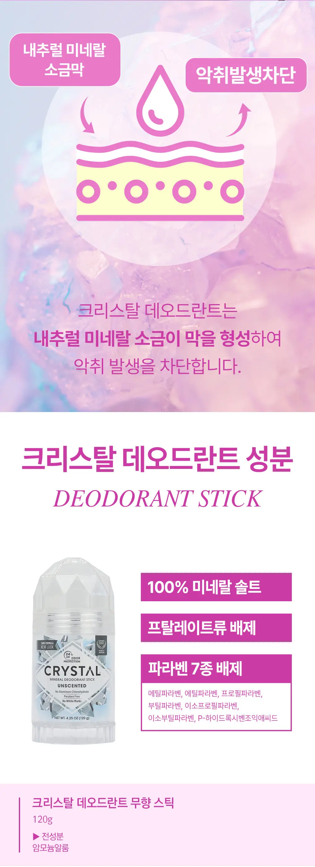 [대용량] 크리스탈 데오드란트 스틱 120g 상세페이지 6
